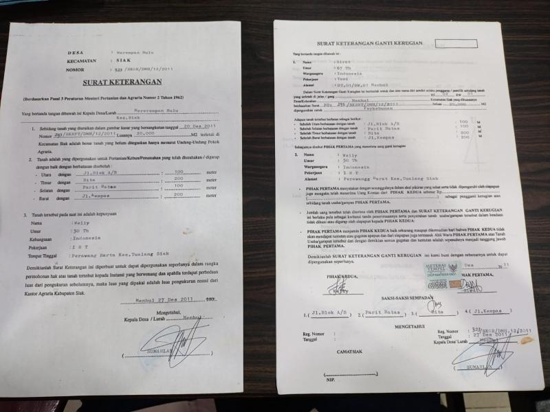 Heboh, Beredar SK Kades di Siak Jual Lahan PT SSL